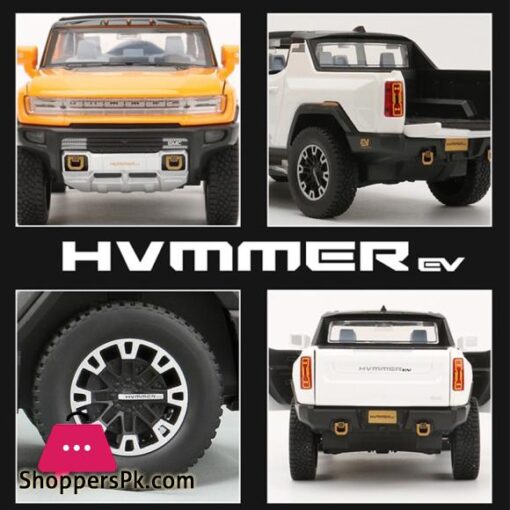 1:24 Hummer EV Truck Alloy Car Model New Energy Off-road Vehicle Toys Simulation With Sound And Light Two Styles