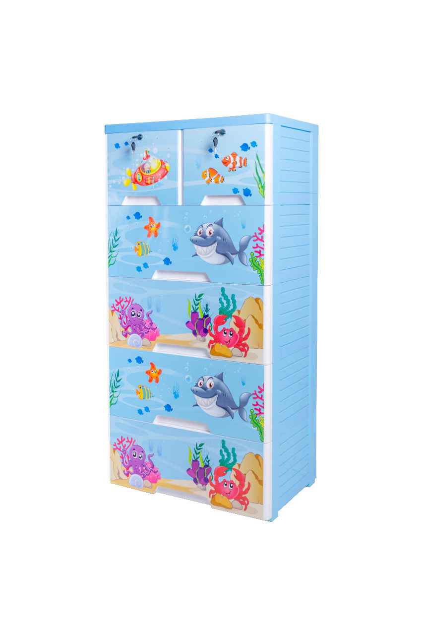 Aqua Kideez Plastic Drawers Cabinet 4+2 - Jumbo