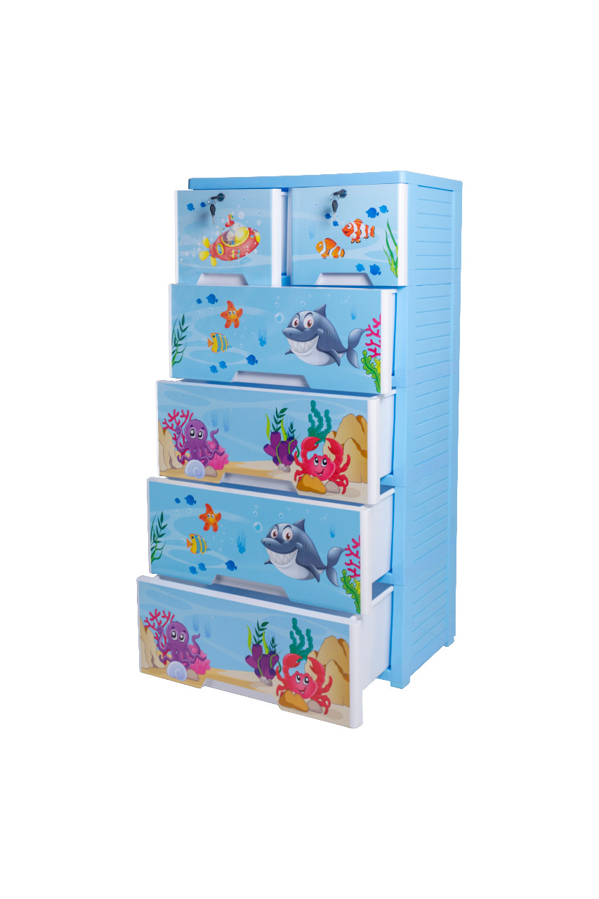 Aqua Kideez Plastic Drawers Cabinet 4+2 - Jumbo
