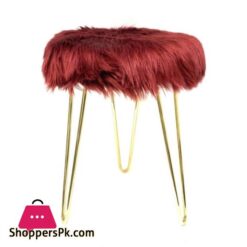 Metal Stool Fur Burgundy