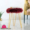 3 LEGGED FURRY METAL STOOL BURGUNDY