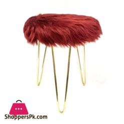 Metal Stool Fur Burgundy