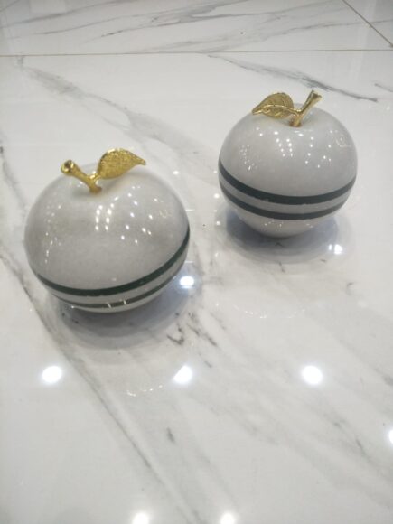 Vintage Marble White Apple 1Pcs - Home Decor
