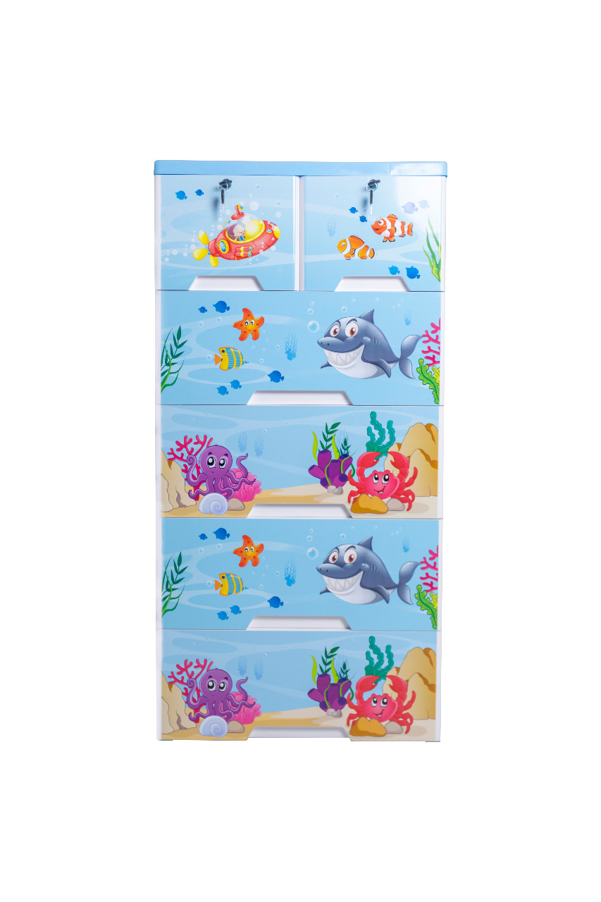 Aqua Kideez Plastic Drawers Cabinet 4+2 - Jumbo