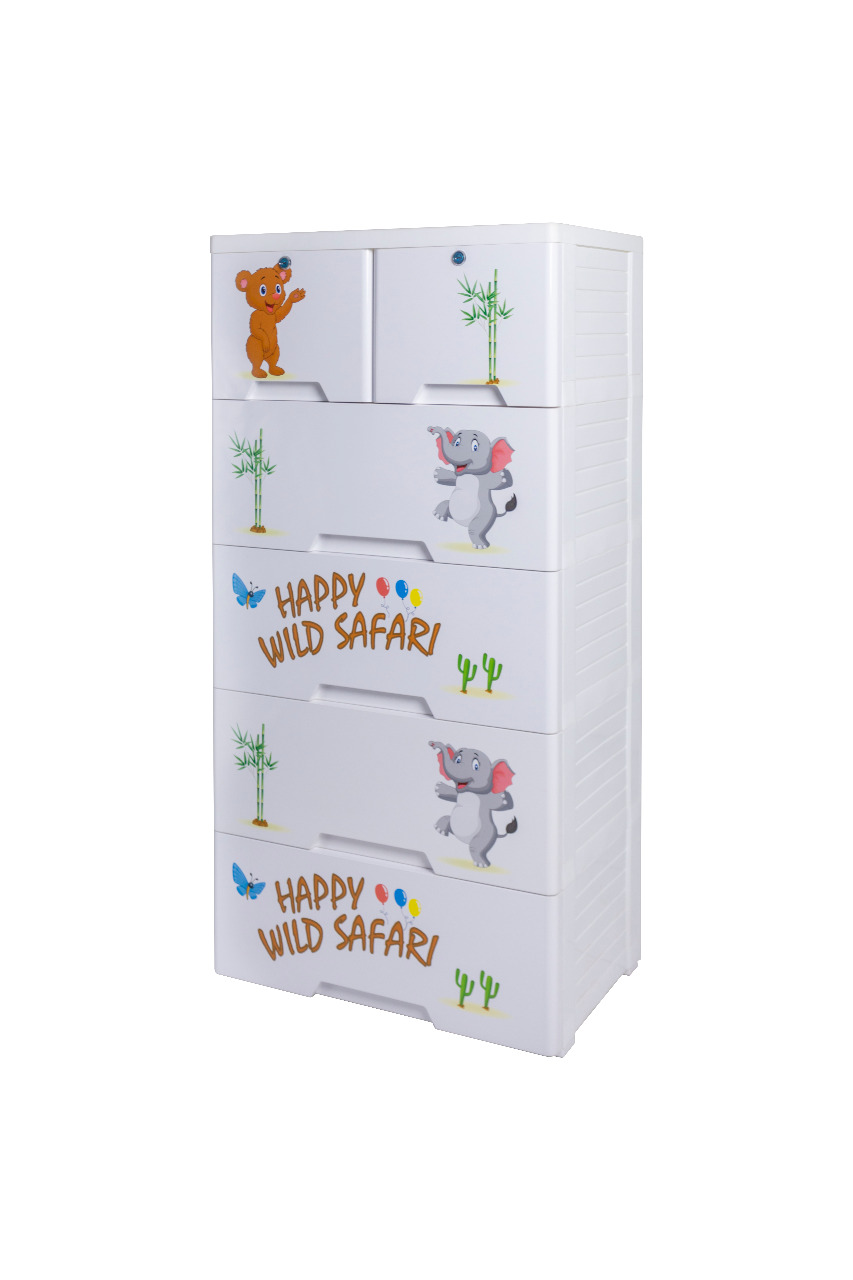 Wild Safari Kideez Plastic Drawers Cabinet 4+2 - Jumbo