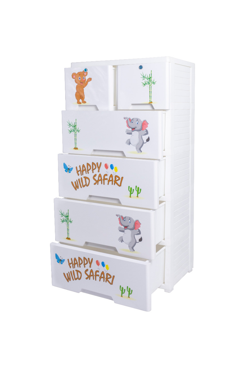 Wild Safari Kideez Plastic Drawers Cabinet 4+2 - Jumbo