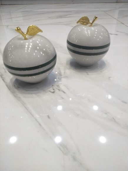 Vintage Marble White Apple 1Pcs - Home Decor