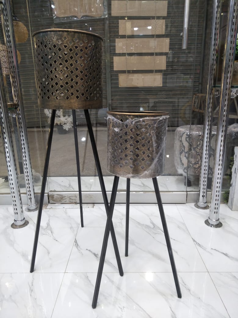 Metal Plant Pot Stand Set Of 2- Home Decor