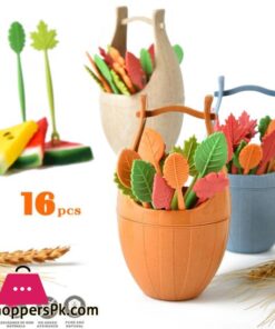 Biodegradable Fruit Fork Set Wheat Straw Leaves Desert Fork Salad Vegetable Barbecue Party Cocktail Picks - Table Decor