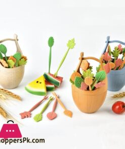 Biodegradable Fruit Fork Set Wheat Straw Leaves Desert Fork Salad Vegetable Barbecue Party Cocktail Picks - Table Decor - Image 3