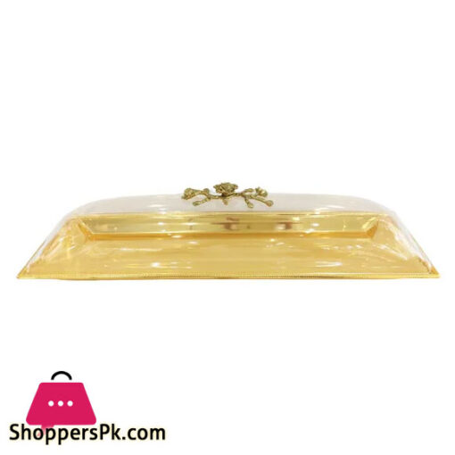 Orchid Long Dish W-Cover Large - Gold
