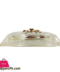 Orchid Long Dish With Cover Medium Silver