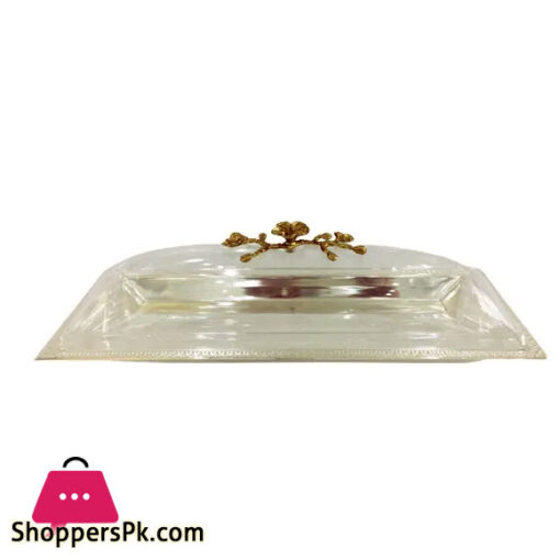 Orchid Long Dish With Cover Medium Silver