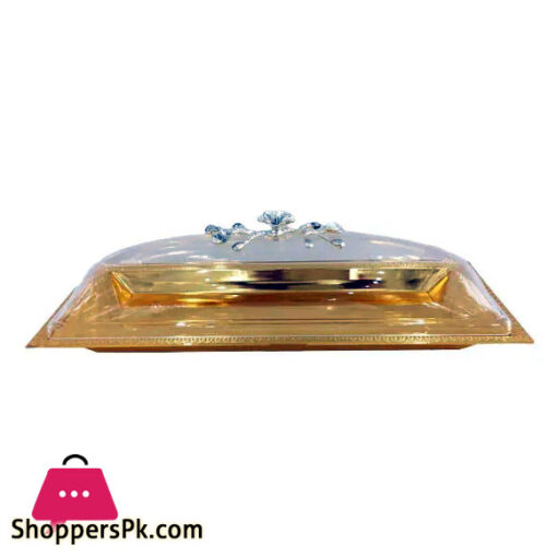Orchid Long Dish With Cover Medium Gold