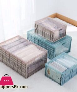 Collapsible Plastic Storage Crate Box Wardrobe Stackable Home Garage Warehouse Desktop Storage Box Car Underwear Sock Organizerstorage Boxes Bins
