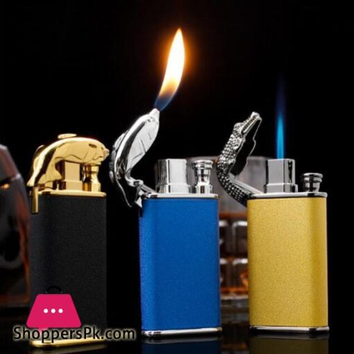 Creative Metal Dual Flame Inflatable Lighter Windproof Jet Turbo Lighter Gas Smoking Gadgets for Man