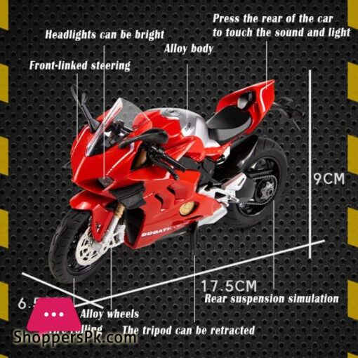 Ducati V4S Motorcycle Model Iocomotive Toy With Light Simulation Childrens Diecast Toy Car Christmas Gift Car DecorationDiecasts Toy Vehicles