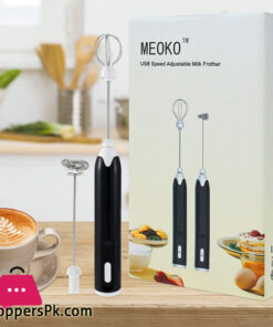 MEOKO Electric Stainless Steel Household Egg Beater Handheld Egg Beater for Baking (Black)