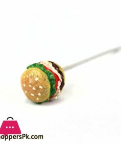 Fruit Fork Sandwich Shape Cute Set Of 6 Fruit Forks With Holder Stainless Steel Food Pick Forks For Kids Home 9 Circular Hamburger Fruit Fork Suit Decoration Dual Purposesuit Sport