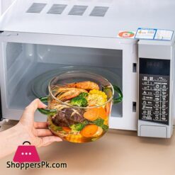 Glass Saucepan Heat Resistant Pot For Cooking With Lid And Handle - 1600Ml