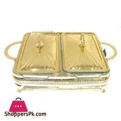 Small Double Casserole With Lid Gold