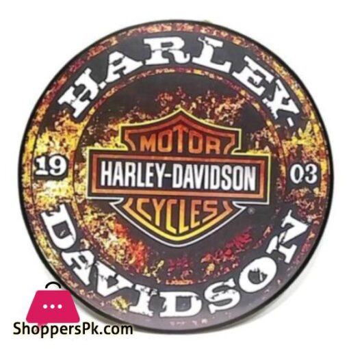 Harley Davidson Hanging Wooden Frame Round