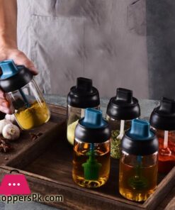 Kitchen Seasoning Containers Glass Sealed Salt Bottle Cruet Spoon Cover Brush Oil Bottle Honey Oiler Spice Jarssalt Pigs Cellars Servers