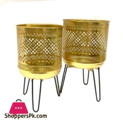 Metal Planter With Folding Legs Classic Set Of 2
