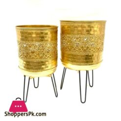 Metal Planter With Folding legs Set of 2