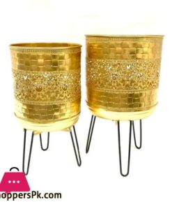 Metal Planter With Folding legs Set of 2