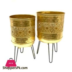 Metal Planter With Folding legs Set of 2