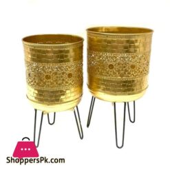 Metal Planter With Folding Legs Set Of 2