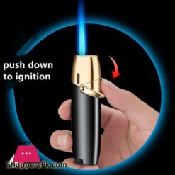 Metal Windproof Cigarette Jet Gas Lighter - Blue Flame Straight Lighter Butane Inflatable Lighter