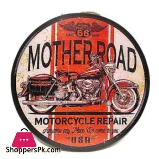 Mother Road Hanging Wooden Frame Round
