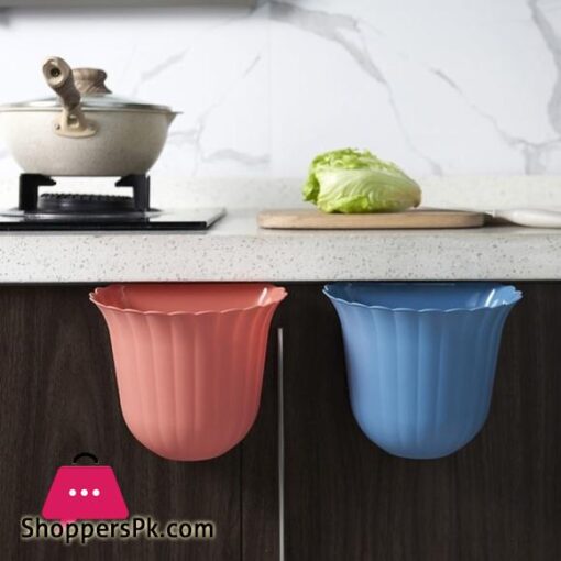 Over the Cabinet Kitchen Trash Can Flower Shape Cabinet Door Hanging Dustbin Creative Hanging Trash Can