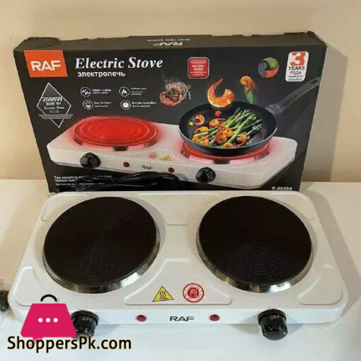 RAF Tabletop Electric Stove Two Burner Disc White