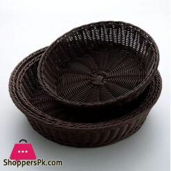 Rattan Fruit Basket Bread and Vegetables Storage Basket Round Household Living Room Steamed Bun Tray - Set of 3