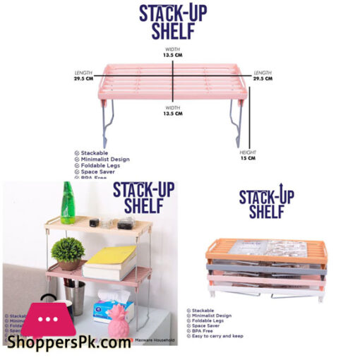 Stack-Up Shelf Kitchen Storage Plastic Foldable Shelf Organizer For Kitchen Flavoring Kitchen Organizer Rack Cookware Spice Home Storage