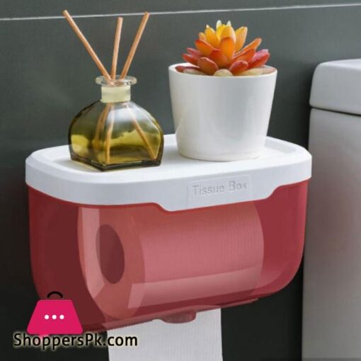 Wall Mount Bathroom Tissue Storage Box Punch Free Home Supplies Phone Rack Case Toilet Paper Holder Waterproof Shelf Organizer
