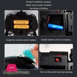 Water Bomb Armored Car 24G Remote Control Tank Toy Car Watch Four Wheel Drive 360 Flips With Lights Gift For Toddler N0Hdrc Tanks