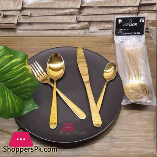 Winsor Tableware Stainless Steel Dinner Spoon Golden (Pack of 6)