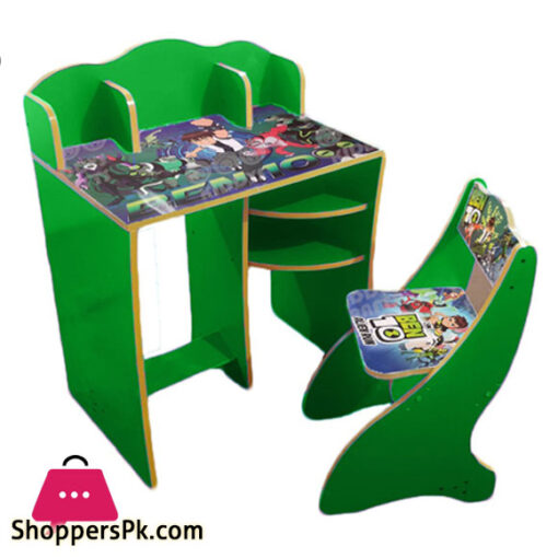 Wooden Study Table & Chair Set For Kids Ben Ten