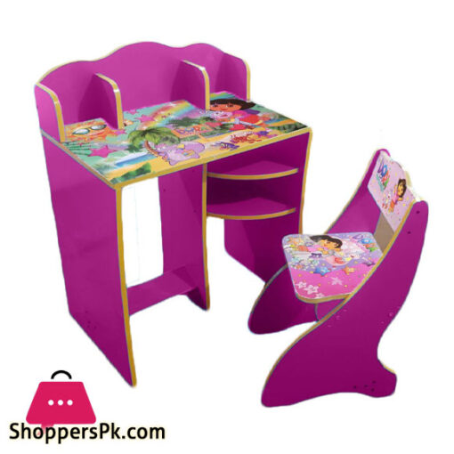 Wooden Study Table & Chair Set For Kids Dora