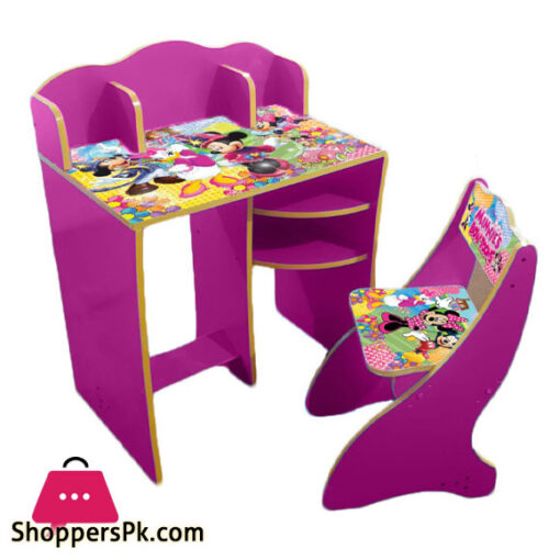 Wooden Study Table & Chair Set For Kids Mickey