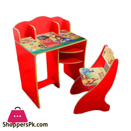 Wooden Study Table & Chair Set For Kids Pooh