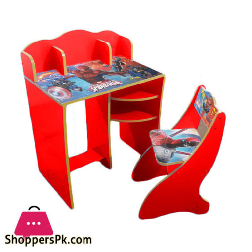 Wooden Study Table & Chair Set For Kids Spiderman