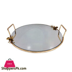 ORCHID Round Mirror Tray Large-(Gold)