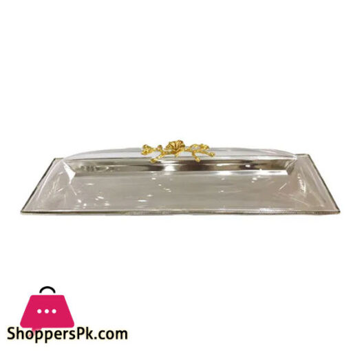 Orchid Plated Long Serving Tray large (Silver)