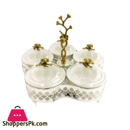 Orchid 5 Portions Snack/Dry Fruits Serving Bowl silver