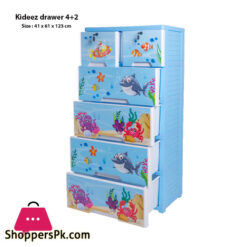 Aqua Kideez Plastic Drawers Cabinet 4+2 - Jumbo